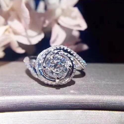 Round Shape Double Halo Engagement Ring For Women Genuine 925 Sterling Silver Sona 3/4 ct Wedding Ring Female Jewelry Fine Jewel