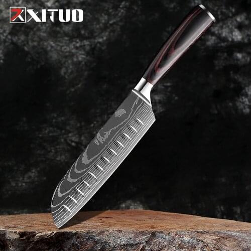 XITUO Kitchen Knife 7 Inch Chef Knives Japanese Santoku Knife Cleaver Stainless Steel Knife Best Choice for Home Kitchen