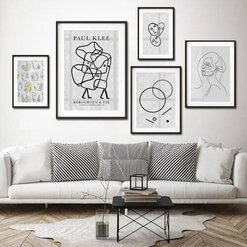 Line Face Woman Canvas Painting Abstract Minimalist Paul Klee Art Poster and Print Nordic Wall Art Picture Modern Interior Decor