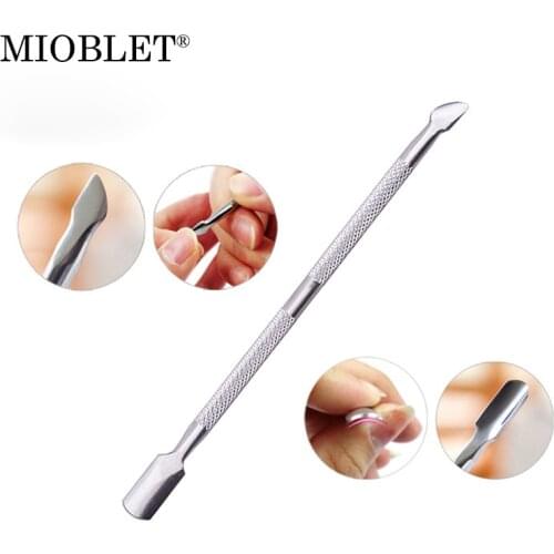 MIOBLET 1pcs Double Sided Finger Dead Skin Push Nail Stainless Steel Cuticle Remover Cuticle Pusher Manicure Pedicure Care Tools