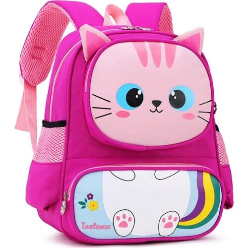 Fashion Children School Backpack Kids Cartoon Waterpoof Boys And Girls Bookbag Kindergarten School Bag Tiger And Cat Mochila