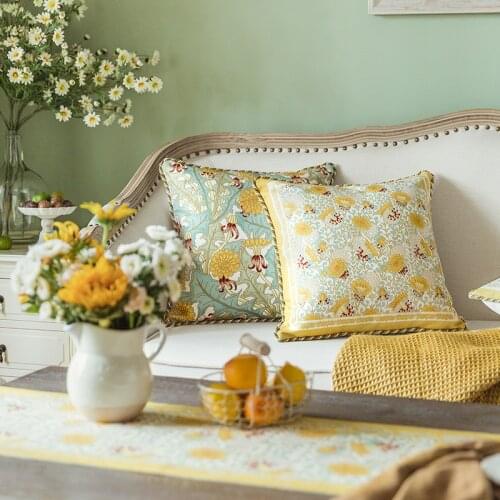 Summer Nature Wild Botanical Dandelion Blossom Throw Pillow Cover Square Cushion Case Home Bed Room Décor Gift 45x45cm Yellow