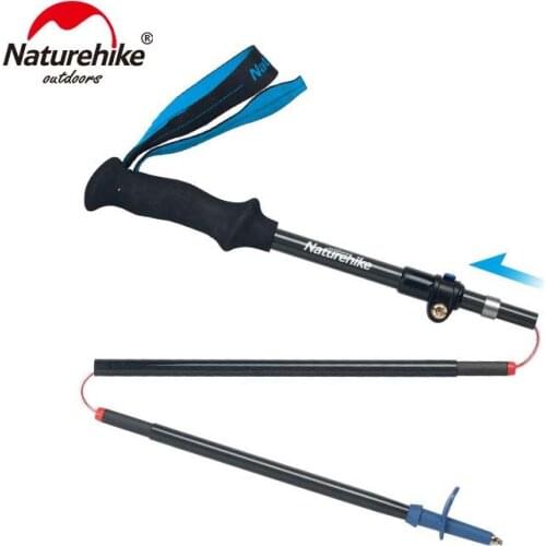Naturehike Carbon Fibre Adjustable Length Trekking Poles Ultralight High Toughness 5-Section Folding Walking Stick (1 Pair) NH