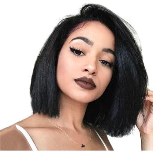 Bob Wig Short Lace Front Human Hair Wigs For Women Natural Black Color 4x4 Lace Closure Wigs Brazilian Straight Wigs Venvee