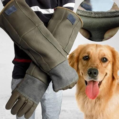 Anti Bite Gloves Thick Cowhide Animal Bite Gloves Training Dog Cat For Home Pet Shop