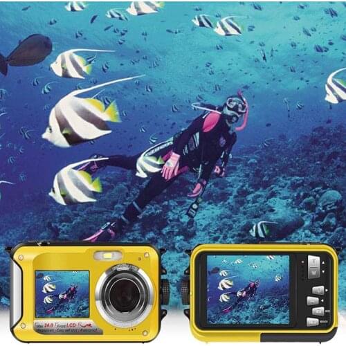 Underwater Camera for Snorkeling Waterproof 2.7K 24MP Digital Camera HD Rechargeable Camera With Dual Screen for Camping