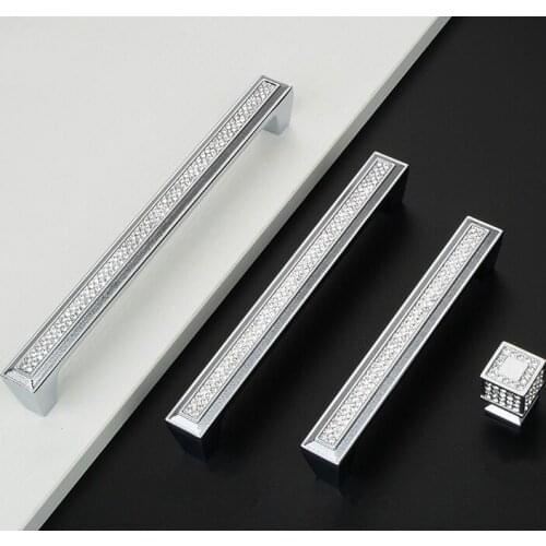 Crystal Glass Diamond Furniture Handles Chrome Wardrobe Drawer Knobs Kitchen Cabinets Cupboard Dresser Sliding Door Pull Handle