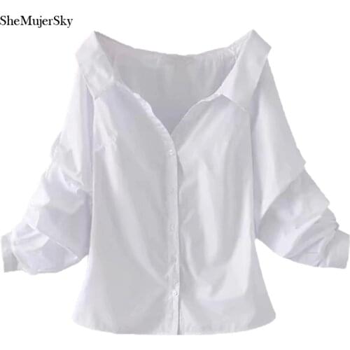 SHEMUJERSKY Womens White Shirts