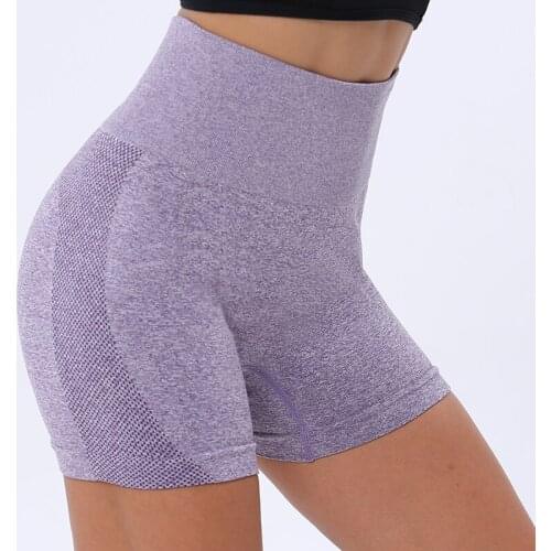 2021 Sports Seamless Shorts Women Push Up High Waist Tight Fitness Solid Color Shorts Female Slim Workout Short Pants