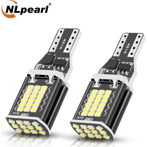 NLpearl 2X Signal Lamp T15 W16W Led Canbus Super Bright 48SMD 2016Chips T15 Led 921 912 Auto Backup Reserve Lights White 12V