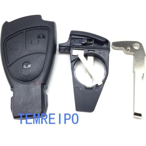 Replacement 3 Buttons Smart Key Case fob Case Shell With Battery Holder clip For Mercedes Benz on back