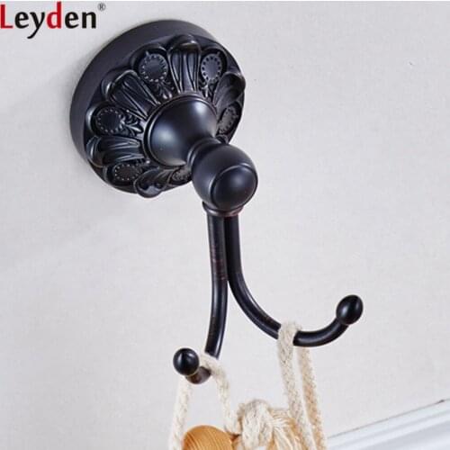 Leyden Modern Black Wall Mounted ORB Brass Robe Hook Clothes Hat Wall Hook Clothes Hanger Kitchen Bathroom Accessories