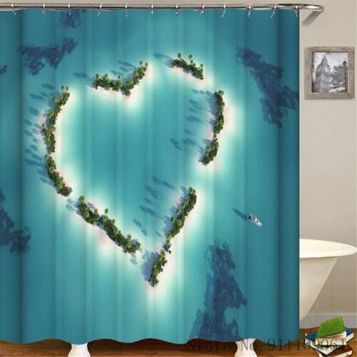 Modern Simple Style Love 3D Print Shower Curtain Bathroom Decorative Waterproof and Mildew Proof Polyester Fabric Bath Curtain