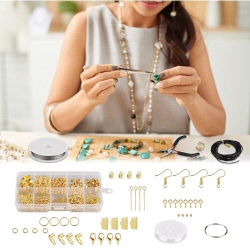 Jewelry Making Starter Kit With Pliers Silver Beads Wire Tools Earring Findings Repair Metal DIY Crafting Craft