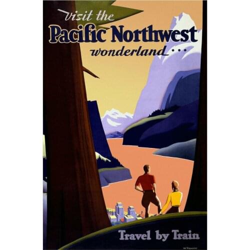 PACIFIC NORTHWEST TRAVEL LARGE METAL TIN SIGN POSTER RETRO WALL PLAQUE VINTAGE