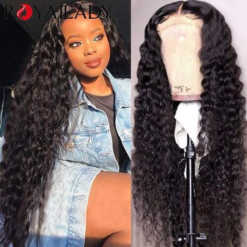 Curly Wave Lace Front Wigs Human Hair Brazilian Kinky Curly Hair 180% Density 13x4 Lace Part Curly Human Hair Wigs Pre Plucked