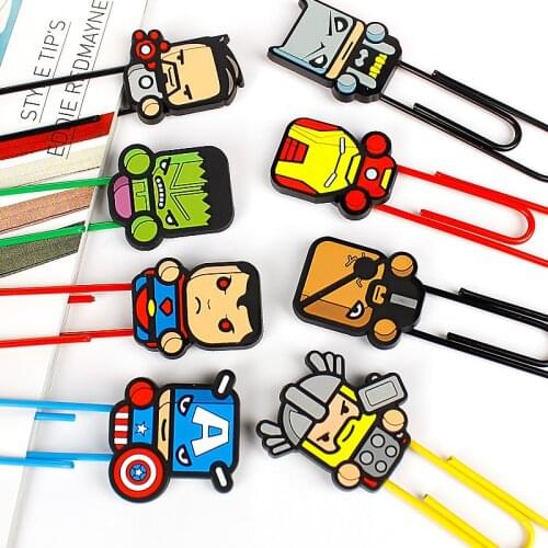 1 PC New Cartoon Hero Bookmarks Kawaii Paper Clip Super Book Holder Stationery Office School Supplies