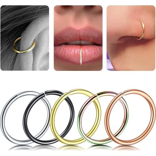 1pc Stainless Steel Hoop Nose Ring Earring Septum Labret Lip Ring Piercing BCR/CBR Open Tragus Earring Body Jewelry Piercing
