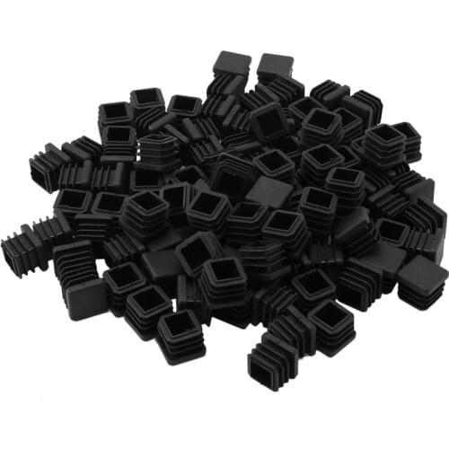 100pcs Plastic Square Tube Inserts End Blanking Caps 20mm x 20mm Black