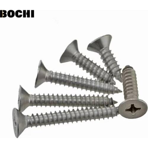 100Pcs DIN7982 GB846 ISO7050 M2.2 304 Stainless Steel Cross Recessed Flat Head Screws Phillips Self-tapping Wood Screws HW004