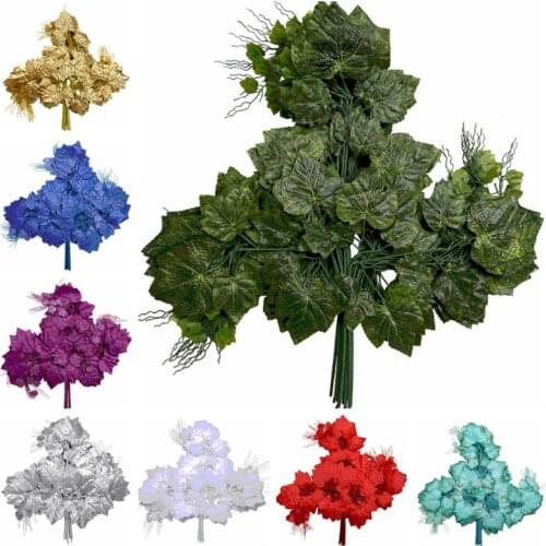 12pcs Grape Leaf Artificial Plants Home Office Decoration Salon Fake Leaves Greenery Wedding Garden Decoration Outdoor