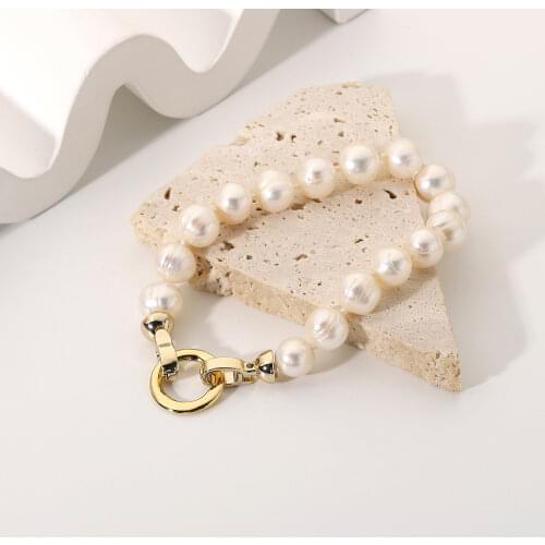 14k Gold Plated Stainless Steel Freshwater Pearl Bracelets For Women Elegant Luxury Female Bracelets Jewelry
