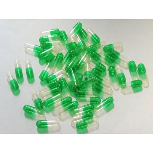 2# 5,000pcs! Green Translucent-Clear colored empty capsules, hard empty capsules!(Joined or seperated capsules available!)