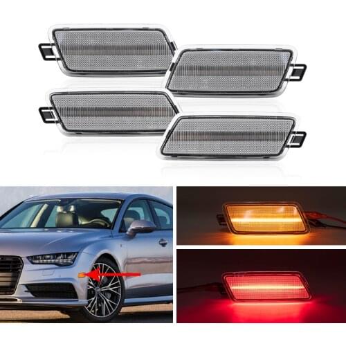 4x Front Rear Amber Red Led Fender Side Marker Lights For Audi A7 Quattro 14-16 S7 13-18 A7 Quattro 12-18 RS7 14-18