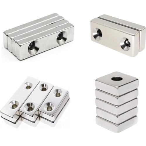 5 pcs Block Neodymium Magnet With Hole Super Powerful imanes Permanent Magnetic Rectangle Magnet