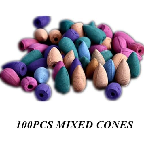 Big Capacity 100PCS Mixed Fragrance Backflow Incense Cones Bag Packed for Waterfall Incense Burner Censer Nature Smell