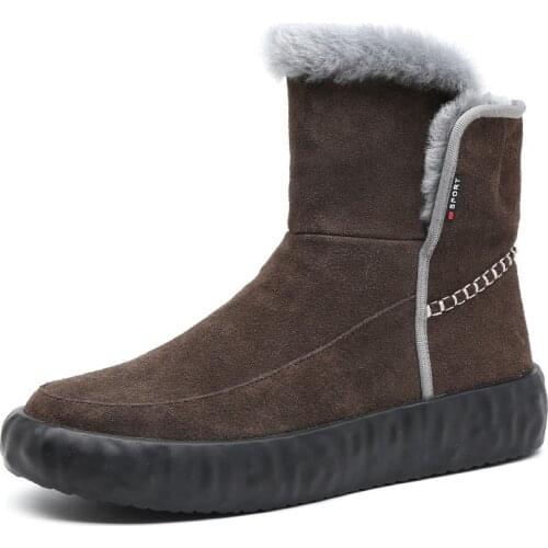 Fashion Men Boots Men Winter Shoes Warm Ankle Botas For Genuine Leather Winter Boots Shoes Men Plush Winter Sneakers Mens