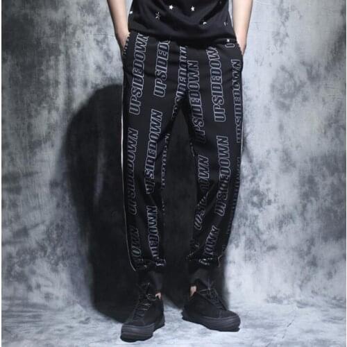 Thin personality Letter printing trousers mens pants harem pant mens feet trousers fashion pantalon homme street novelty loose