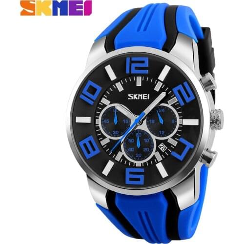 Six Pin Stopwatch Chronograph Sports Watches Men Waterproof Silicone Quartz Watch SKMEI Brand Fashion Casual Mens Wristwatches
