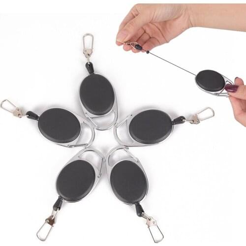 Black Alloy Plastic Retractable Pull String Key Chain With Clips Safty Anti Lost Outdoor Sports Key Ring Vintage Gift