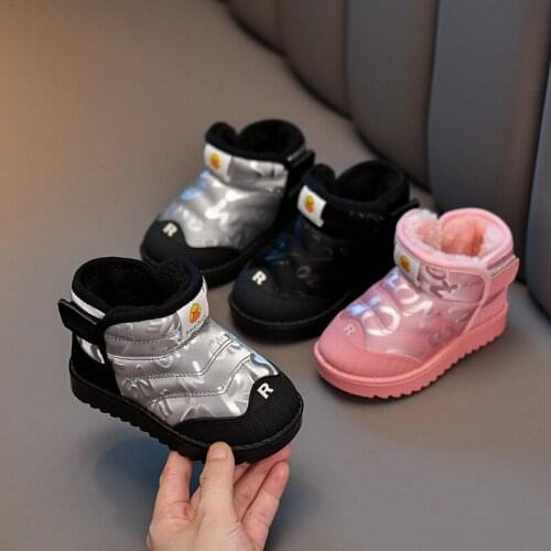 Children Girls Boots Kids Winter Shoes Baby 1-12 Years Old Girl Warm Plush 2020 Winter Fashion Shoe Size 27-37 ToddlerSnow Boots
