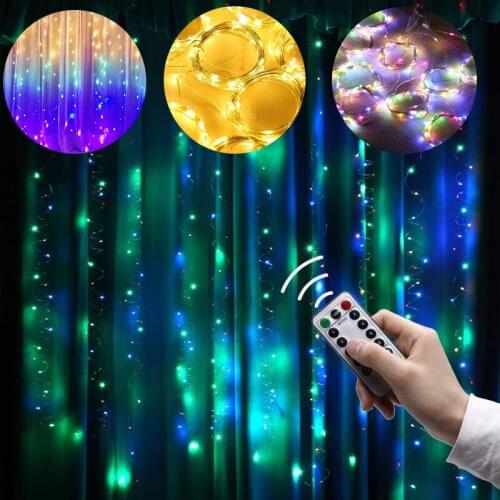 9.8 Ft/3m Curtain Lights Indoor Waterfall Fairy String Christmas Garlands LED Wedding USB String Light Christmas Garden Party