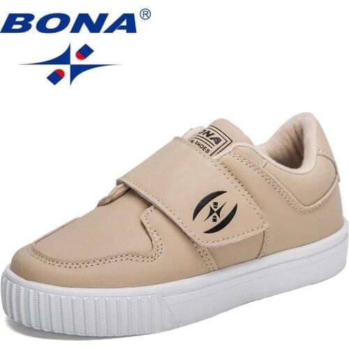 BONA 2021 New Designers Flat Chunky Sneakers Lightweight Children Casual Running Shoes Child Pu Leather Tenis Jogging Footwear