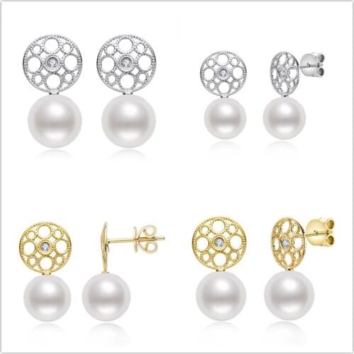 Lnngy Real 925 Sterling Silver Stud Earrings Natural Freshwater Pearl Earrings Women Anniversary Fine Jewelry Elegant Gifts