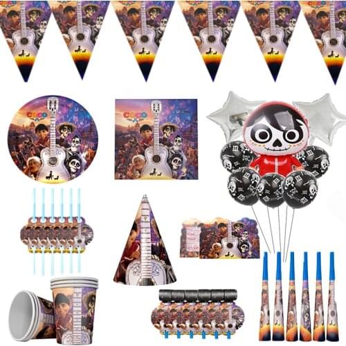Miccaihuitl COCO Them Party Supplies Miguel Party Tableware Set Happy Birthday Party Decoration Paper Plate cup Halloween Party