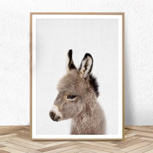 Cute Baby Donkey Wall Art Nursery Animal Canvas Painting Baby Shower Gift Unframed Posters and Prints Pictures for Kids Room