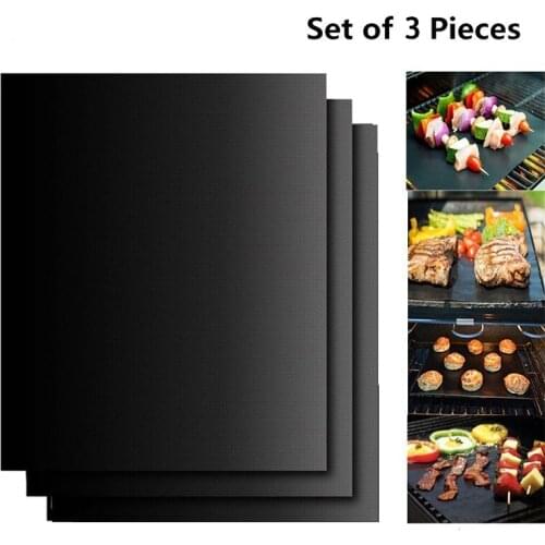 3pcs Reusable BBQ Grill Mat Portable Outdoor Picnic Cooking Non Stick Grill Mat Barbecue Oven Tool Pad Baking Sheet Hot selling