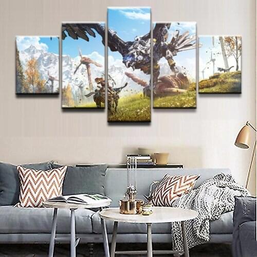 Wall Art Modular Pictures For Living Room 5 Pieces Horizon Zero Dawn Game Poster Painting Home Decor Canvas Prints Framework