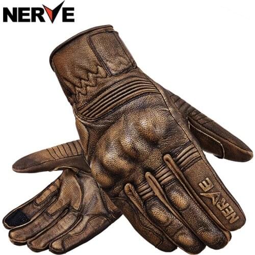 2019 NERVE motorcycle gloves Men women seasons sheepskin retro locomotive racing knight riding gloves Drop-proof touch screen