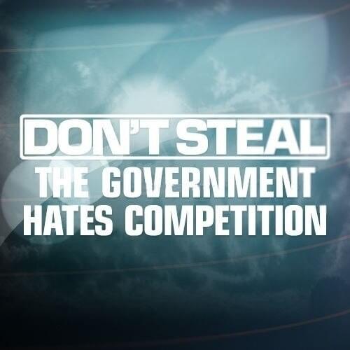 Don't Steal Government Hates Competition Styling Stickers Window Bumper Decals toy Decoration Stickers (Size: 15x8.75cm, )