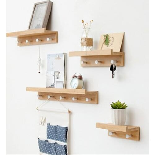 Wall Hanging Shelf with Hooks Multifunction Door Back Keys Purse Hook Bedroom Storage Rack Towel Hanger Decorative Organizer