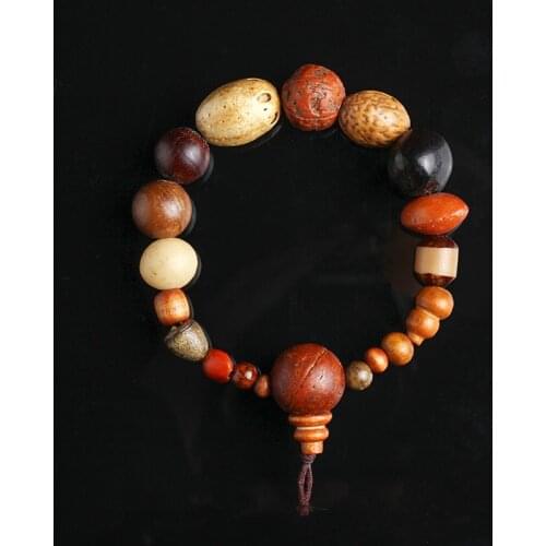 Nature Nuts 18 Children Buddhism Bracelet jewelry Tibetan Bodhi Vintage Mala Charm Bracelet Yoga Handmade Jewelry