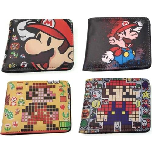 New Super Mario Cartoon PU Wallet Long Bifold Photo Card Holder Layers Purse Boys Girls Coin Pocket Leather Cartoon Wallets Gift