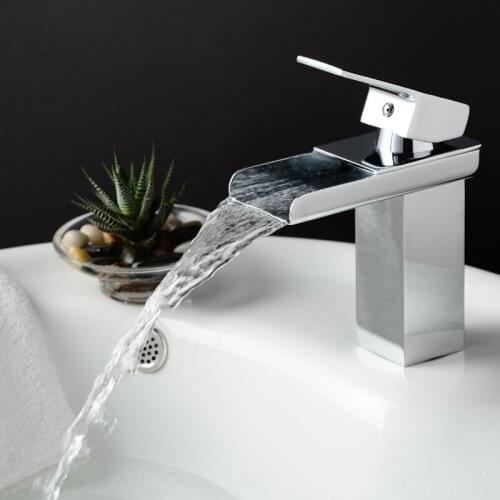 Wholesale And Retail Deck Mount Waterfall Bathroom Basin Mixer Tap Bathroom Wash Basin Sink Faucet Cold And Hot Brass Tap D-081