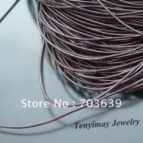 Wholesale 100m/Lot 1mm Brown Leather Necklace Cords, DIY Jewelry Findings Free Shipping