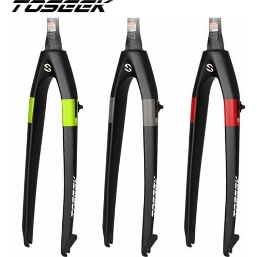 TOSEEK Matte UD Carbon Fiber Bike Fork Mountain Bicycle Hard Fork Tapered Rigid 1-1/8"-1-1/2" Disc Brake 26ER 27.5ER 29ER